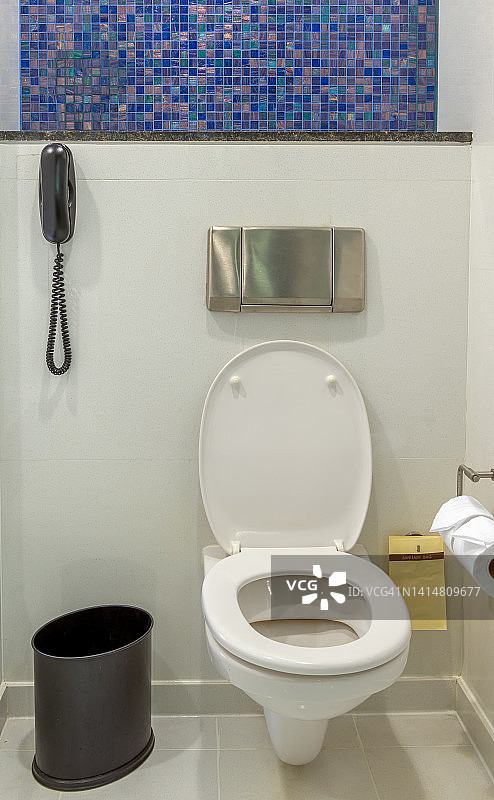 浴室里的现代抽水马桶图片素材