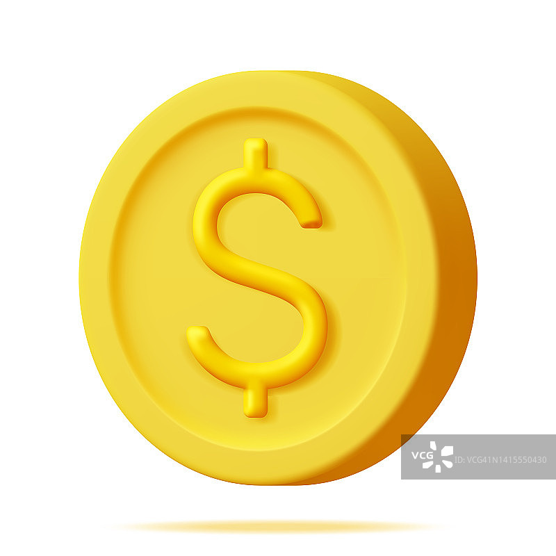 3D金币与美元符号图片素材