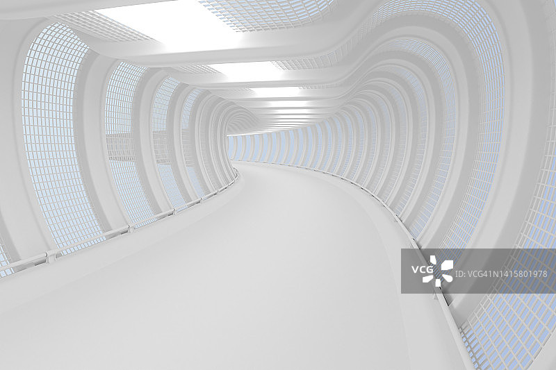 隧道白色模型，3D渲染图片素材