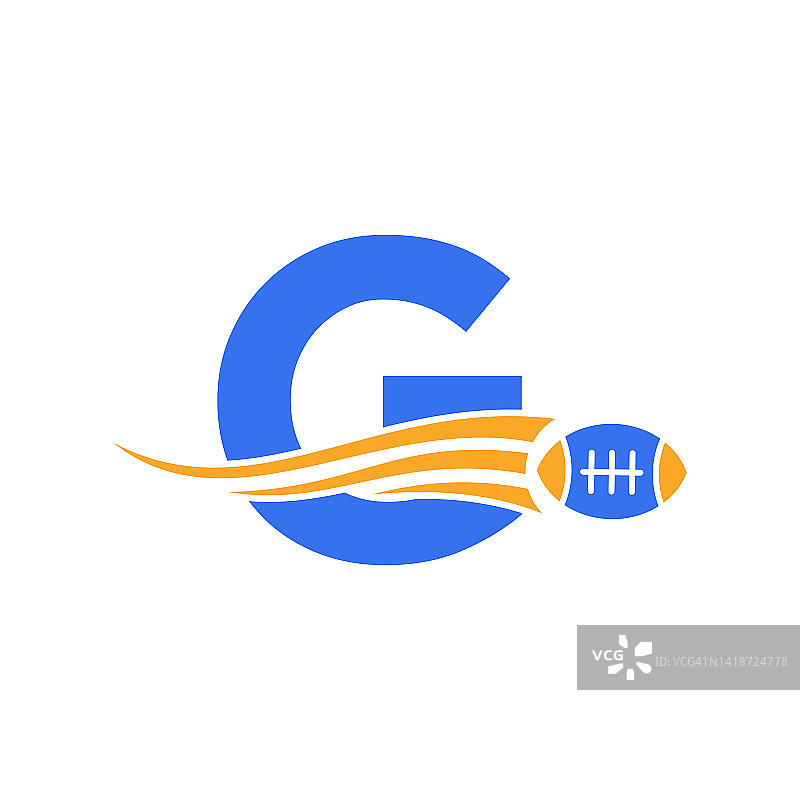 字母G橄榄球，美国足球标志结合橄榄球图标为美国足球俱乐部矢量符号图片素材