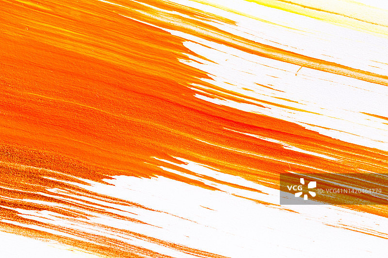 丙烯酸橙红黄棕颜料纹理背景手工刷在纸上图片素材