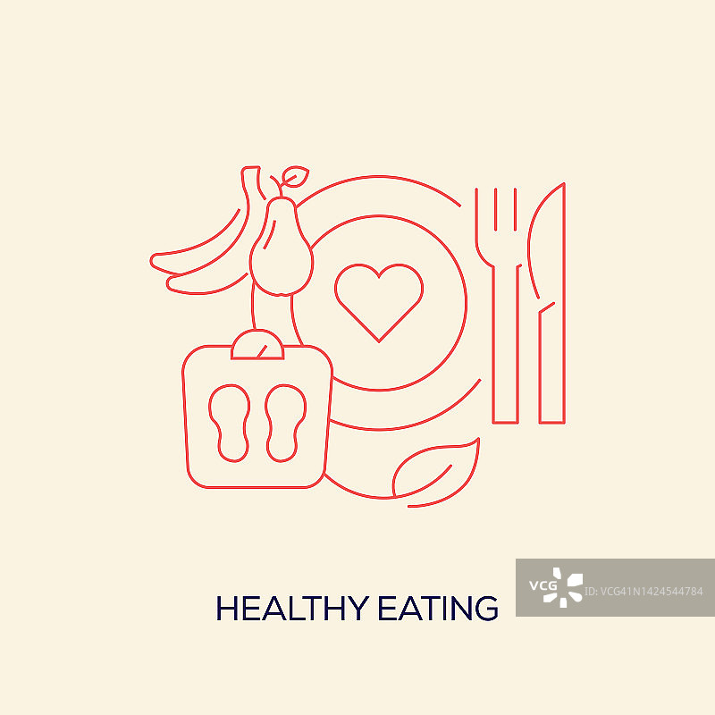 健康饮食相关矢量概念插图图片素材