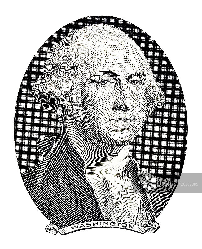 乔治·华盛顿特写。美国总统的肖像。图片素材