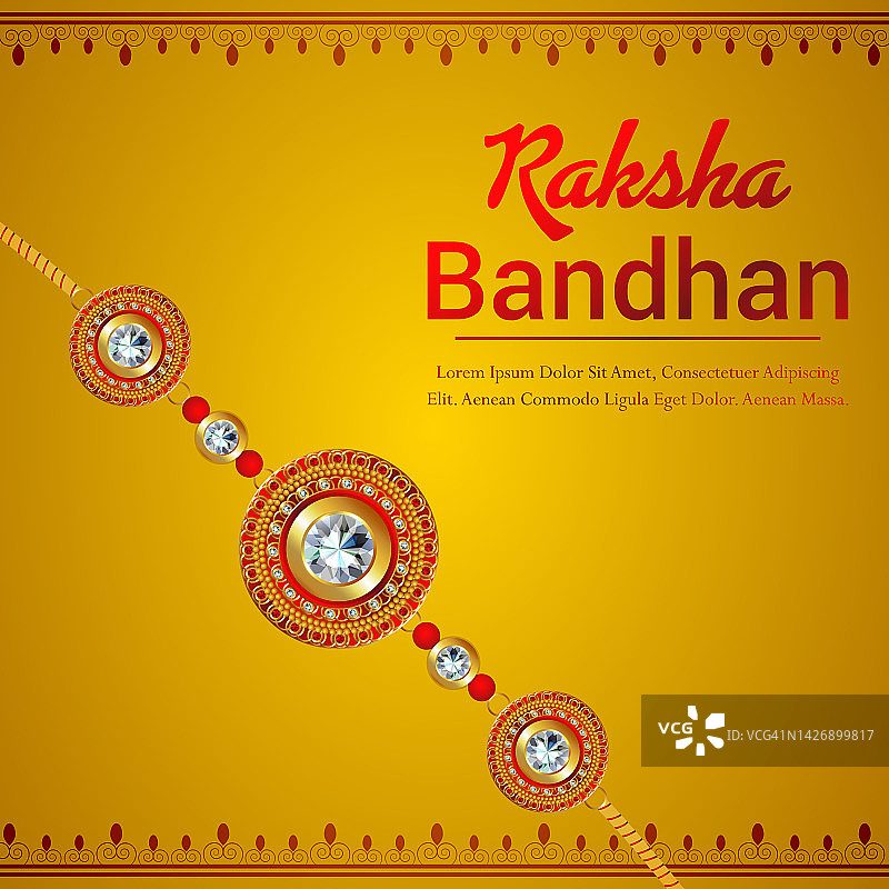 快乐的rakhi庆祝背景与水晶rakhi和礼物图片素材