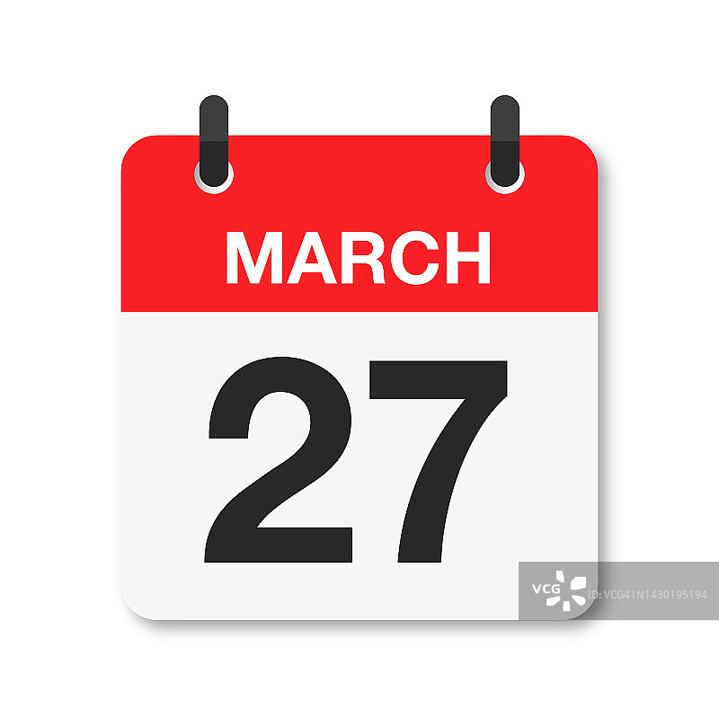 3月27日-每日日历图标-白色背景图片素材