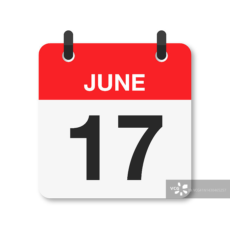 6月17日-每日日历图标-白色背景图片素材