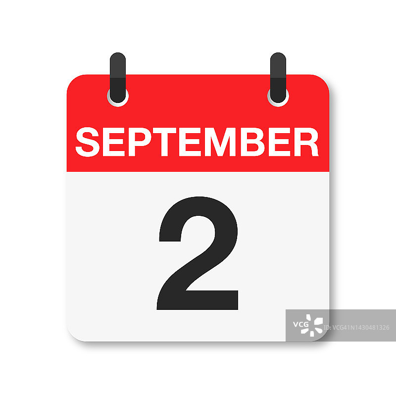 9月2日-每日日历图标-白色背景图片素材