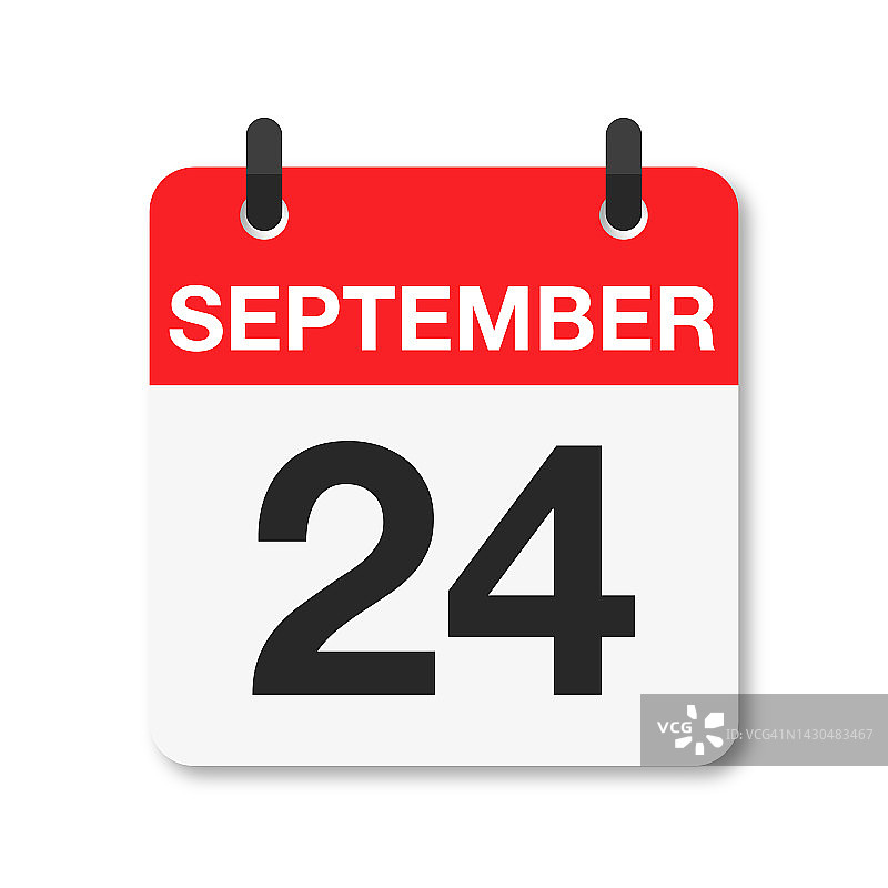 9月24日-每日日历图标-白色背景图片素材