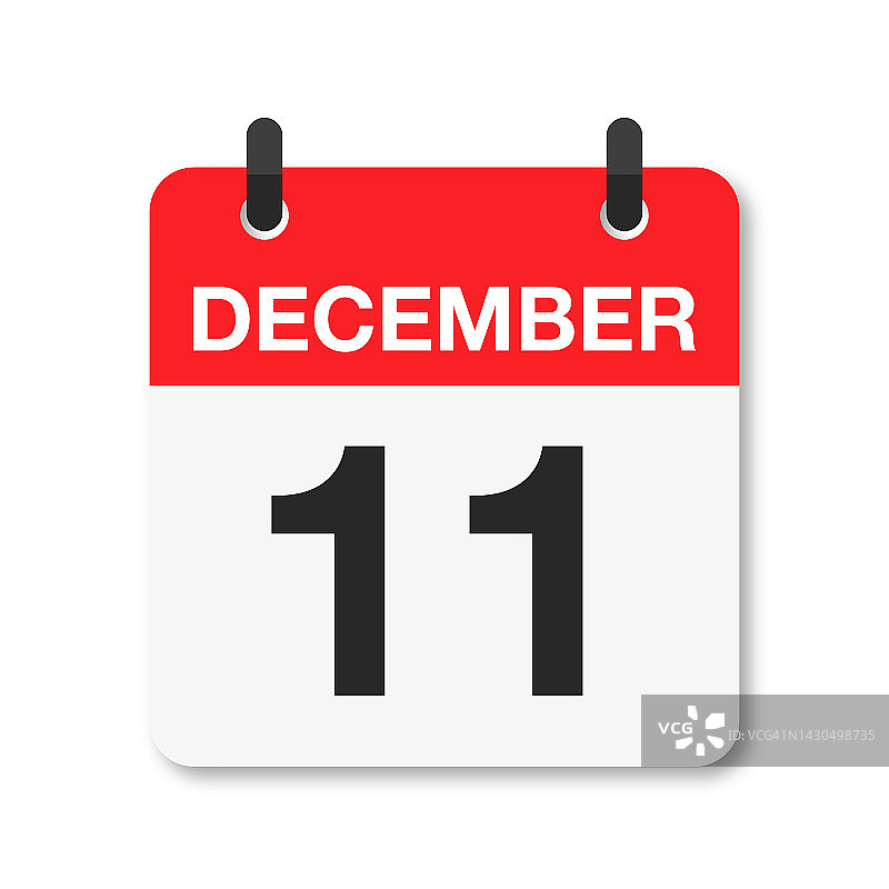 12月11日-每日日历图标-白色背景图片素材
