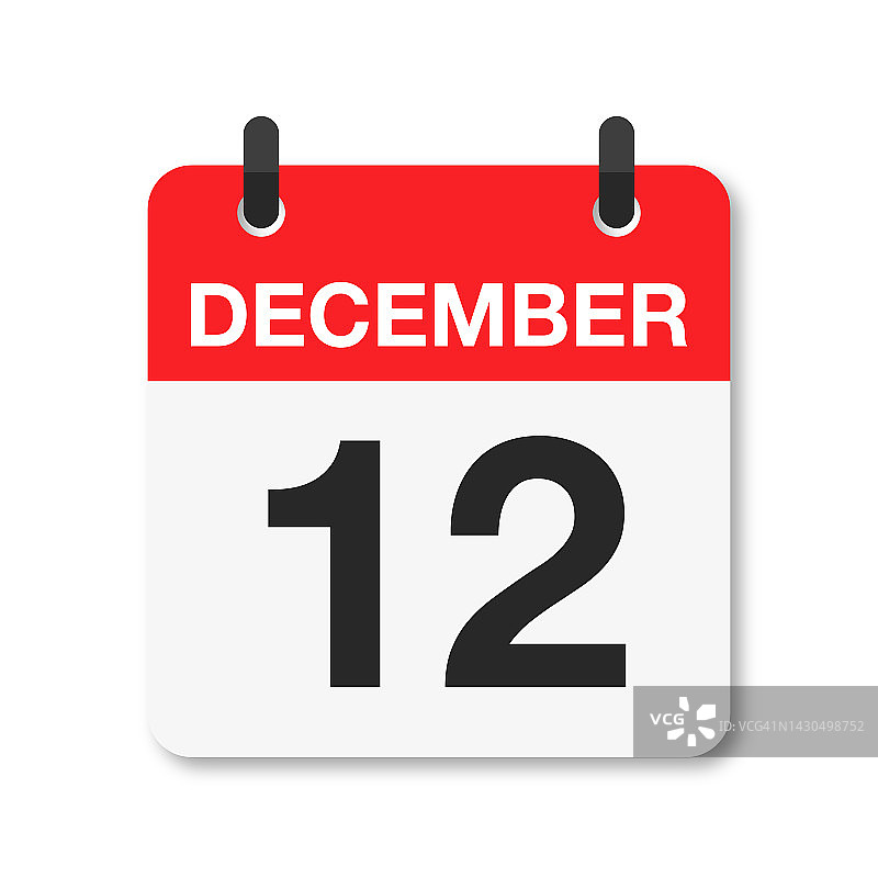 12月12日-每日日历图标-白色背景图片素材