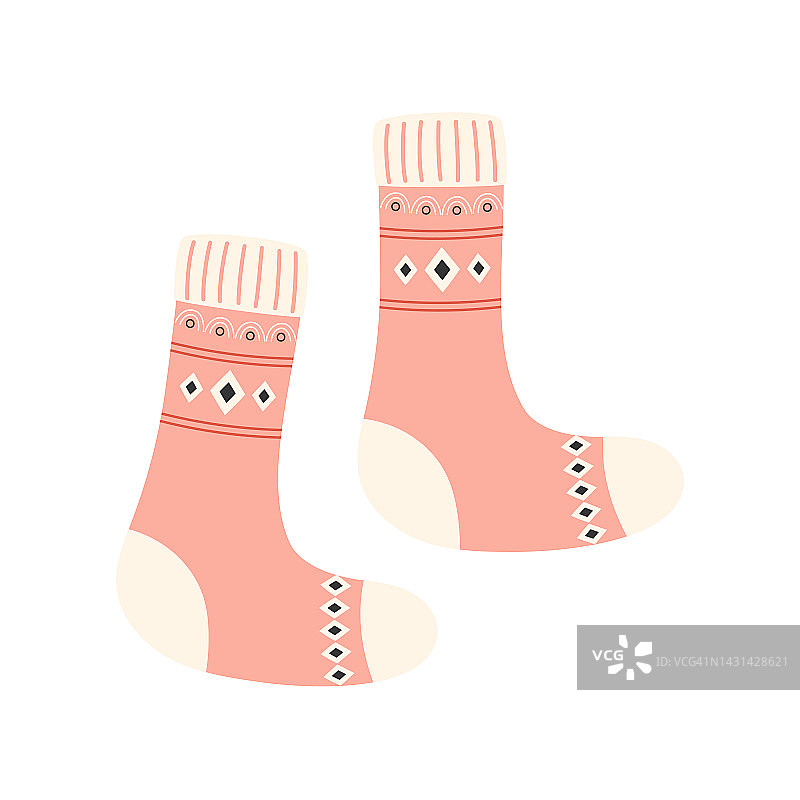 斯堪的纳维亚风格的袜子卡通矢量插图图片素材