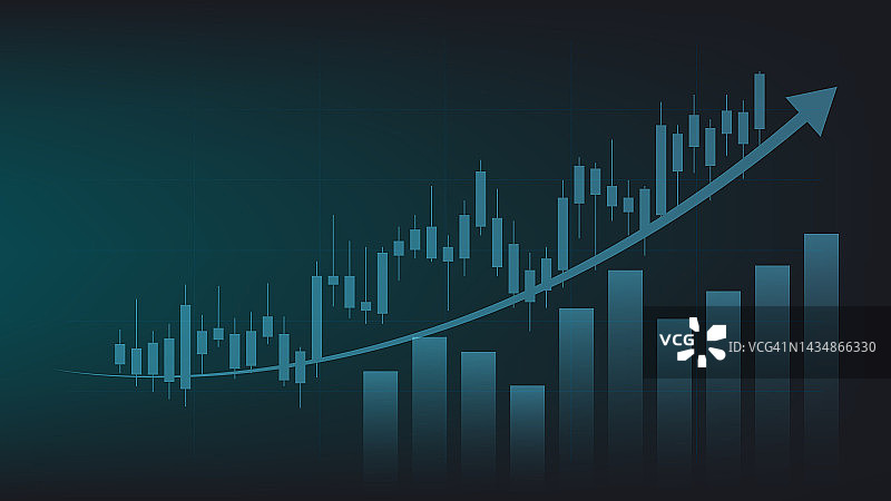 财务和商业背景。柱状图和烛台图显示股票市场的交易价格图片素材