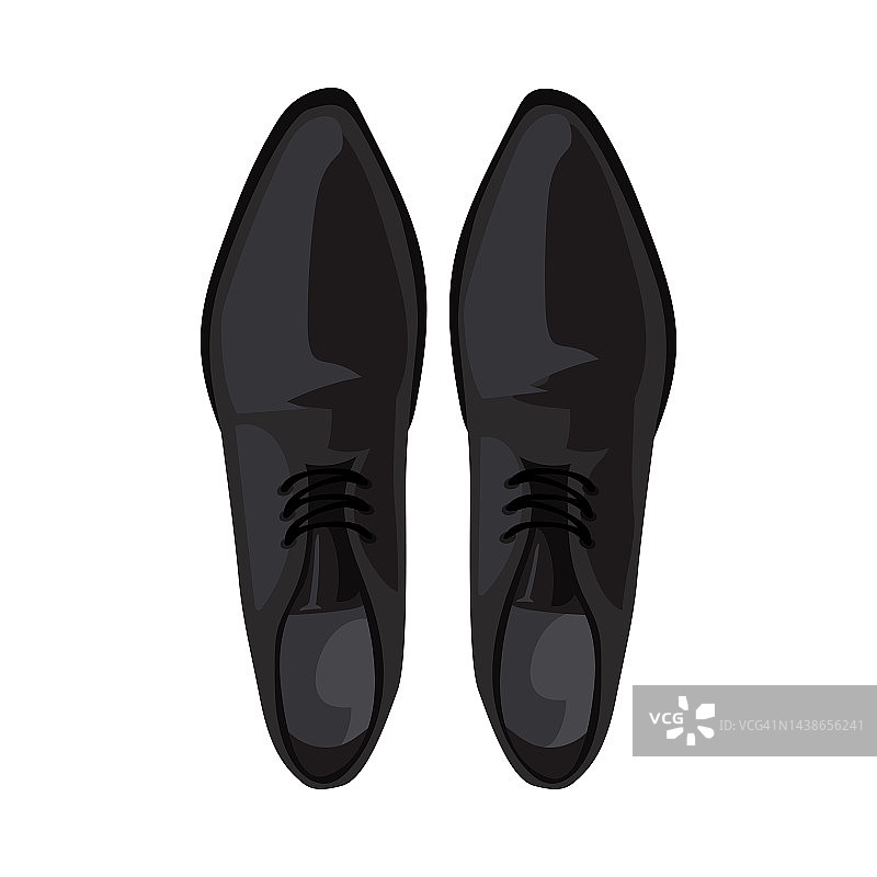 俯视男性黑色皮鞋平矢量插图图片素材