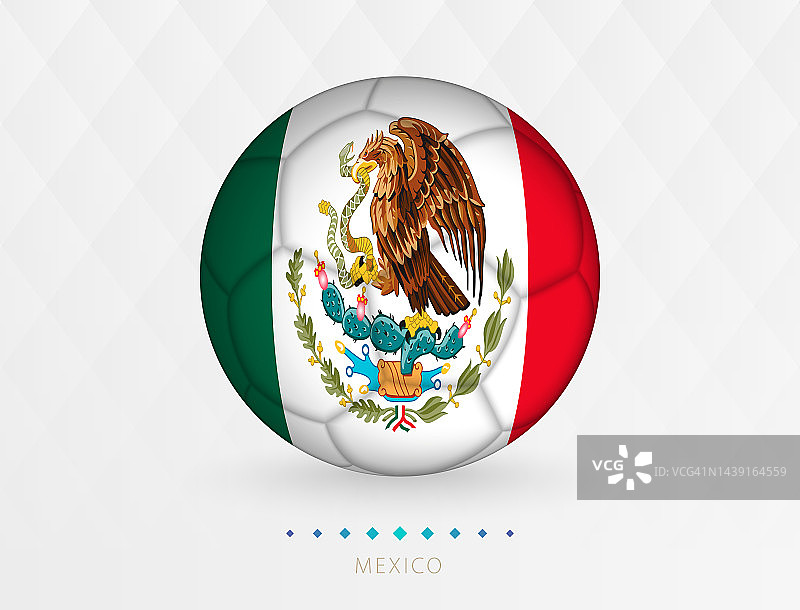 带有墨西哥国旗图案的足球，带有墨西哥国家队国旗的足球。图片素材