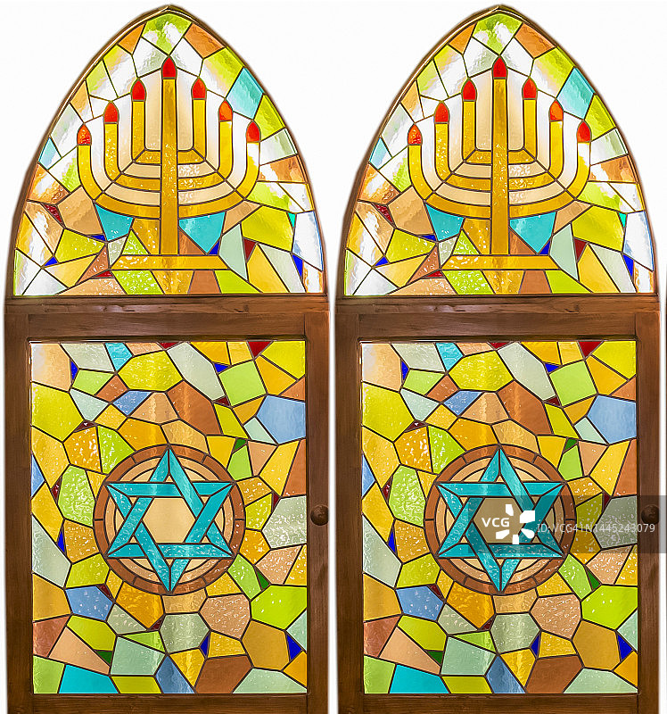 犹太教堂彩色玻璃窗图片素材