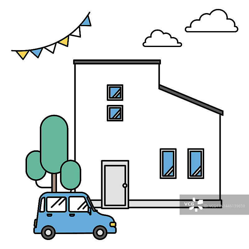 简易房屋的插图(T字型)图片素材