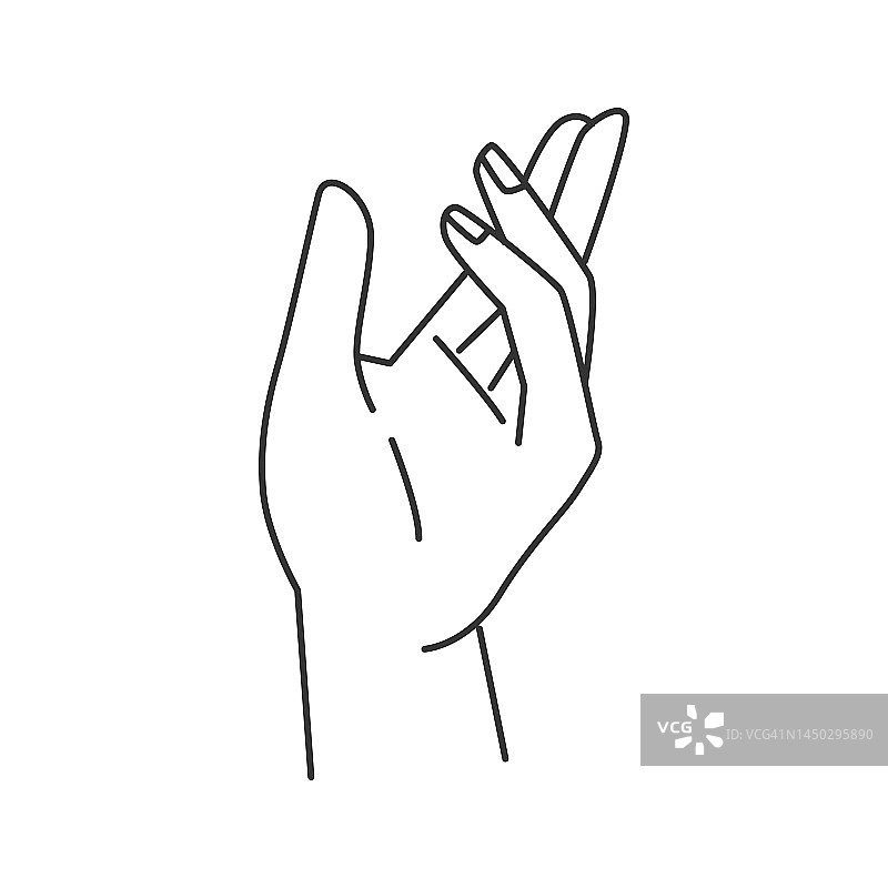 手势手臂，非语言交流符号。矢量孤立的手掌与女性的指甲，肢体语言，时尚的手掌性格。抽象的手女人手臂手势图片素材