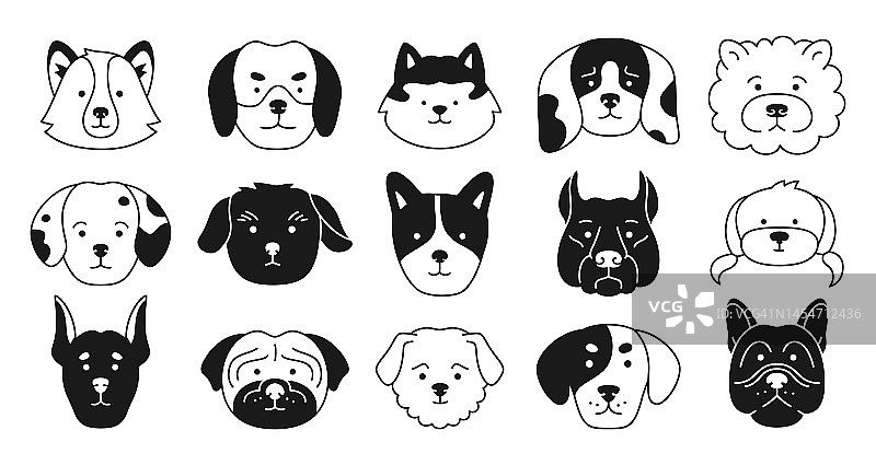 狗狗表情情感素描涂鸦人物设定小狗嘴戳图标搞笑幼稚狗狗宠物按图片素材