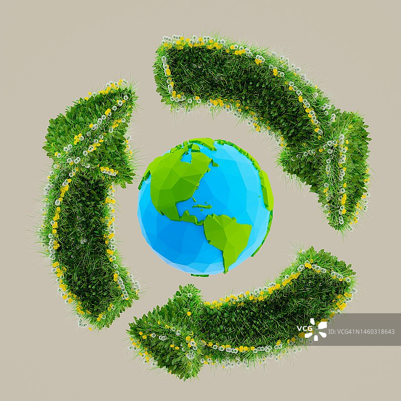绿色星球生态循环符号覆盖CGI图片素材
