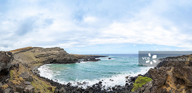 美国夏威夷大岛的帕帕科利亚绿沙滩图片素材