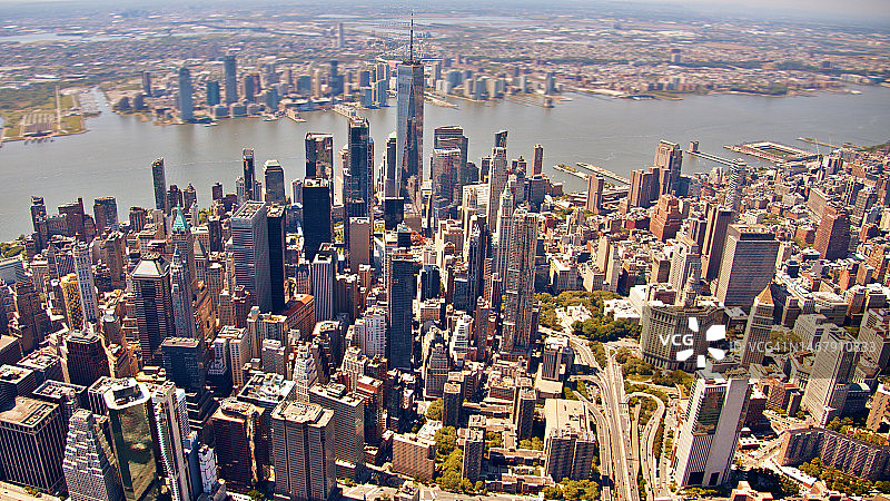 曼哈顿商业区的鸟瞰图。纽约图片素材