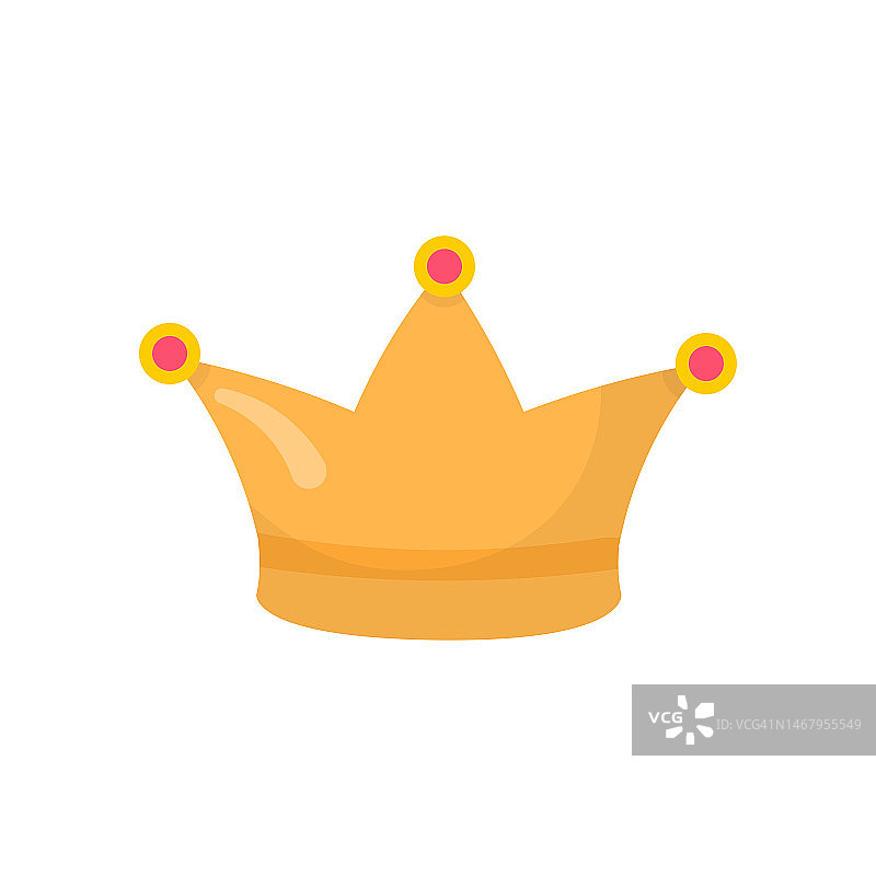 金冠矢量插图。皇家头饰孤立的剪纸在白色背景。君主加冕仪式设计元素。化妆舞会配件。皇帝，权威的象征图片素材