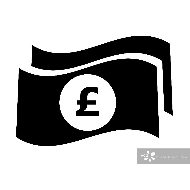 英镑纸币剪影图标。英镑的钞票。向量。图片素材