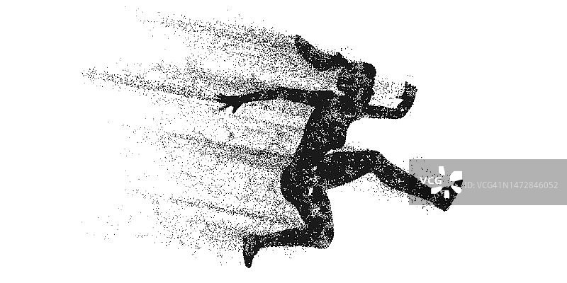 一个在白色背景上奔跑的运动员的抽象剪影。女性跑步者是短跑或马拉松。矢量图图片素材
