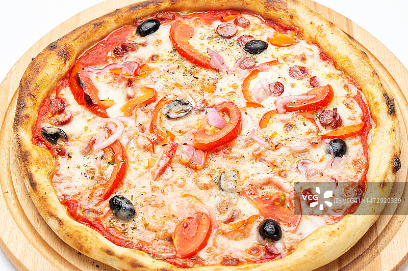 传统的意大利披萨。披萨店的菜单。图片素材