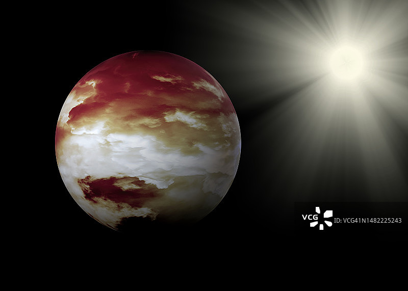 外太空深处有一颗充满气体大气层的奇怪行星。图片素材