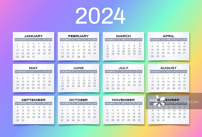 现代2024简单日历设计图片素材