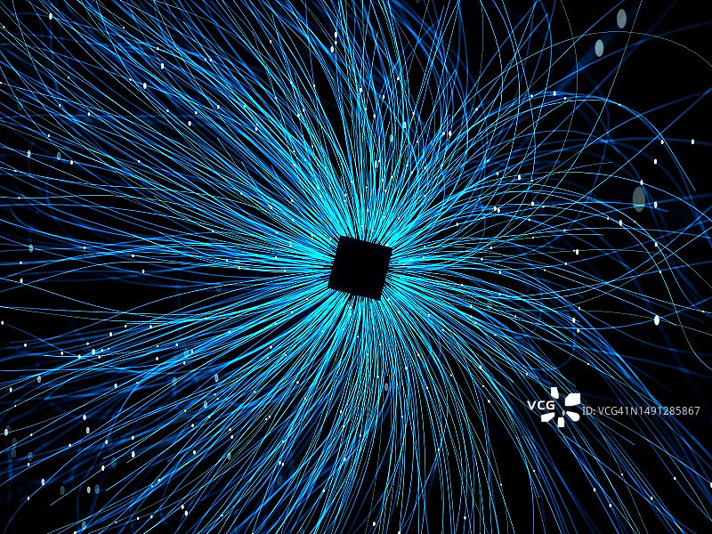 蓝色发散技术曲线粒子背景图片素材