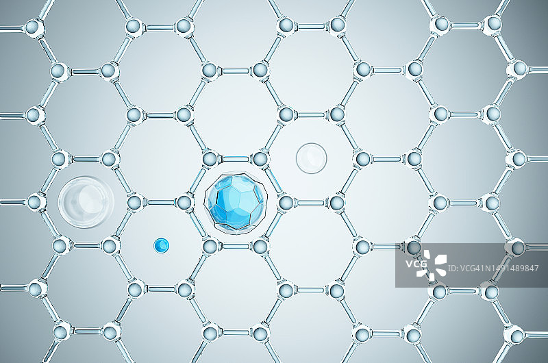 分子晶格中分子的抽象视图。图片素材