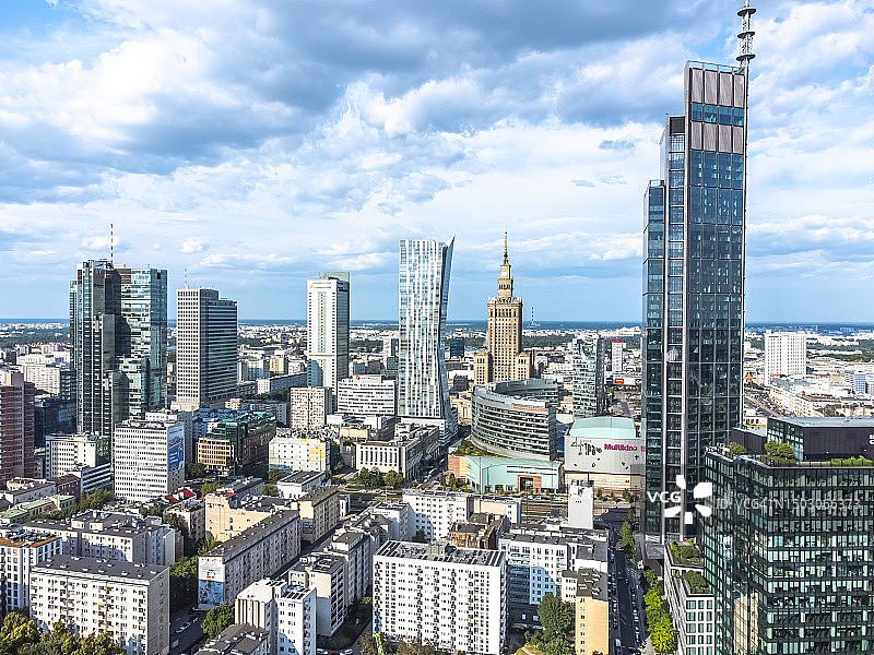 华沙市中心鸟瞰图图片素材