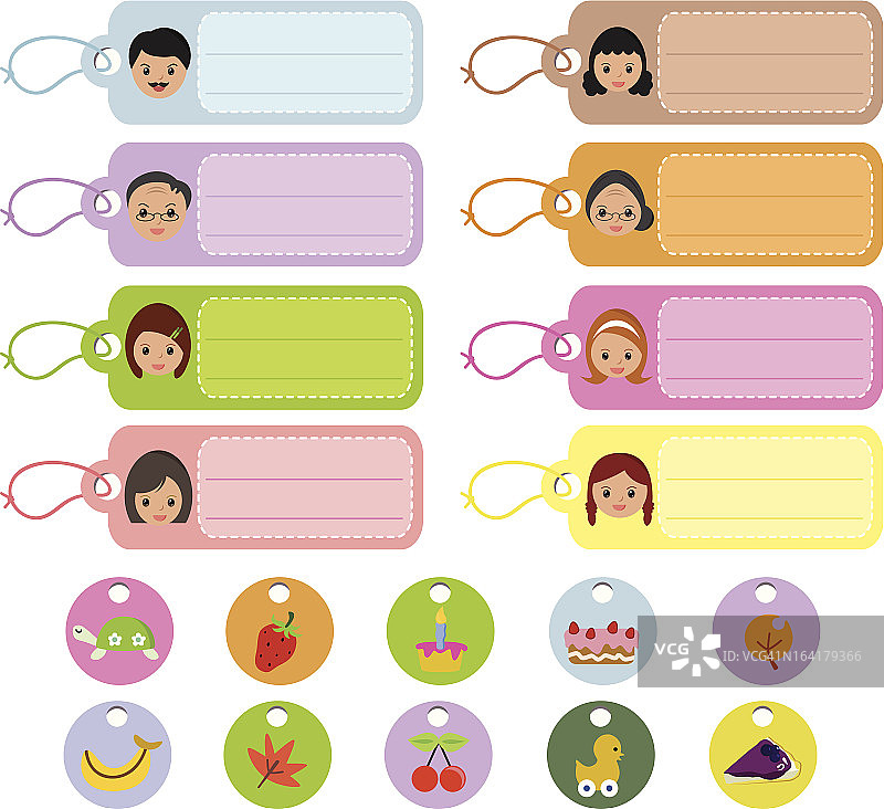 Vector Labels: Cute Family(一组2)图片素材