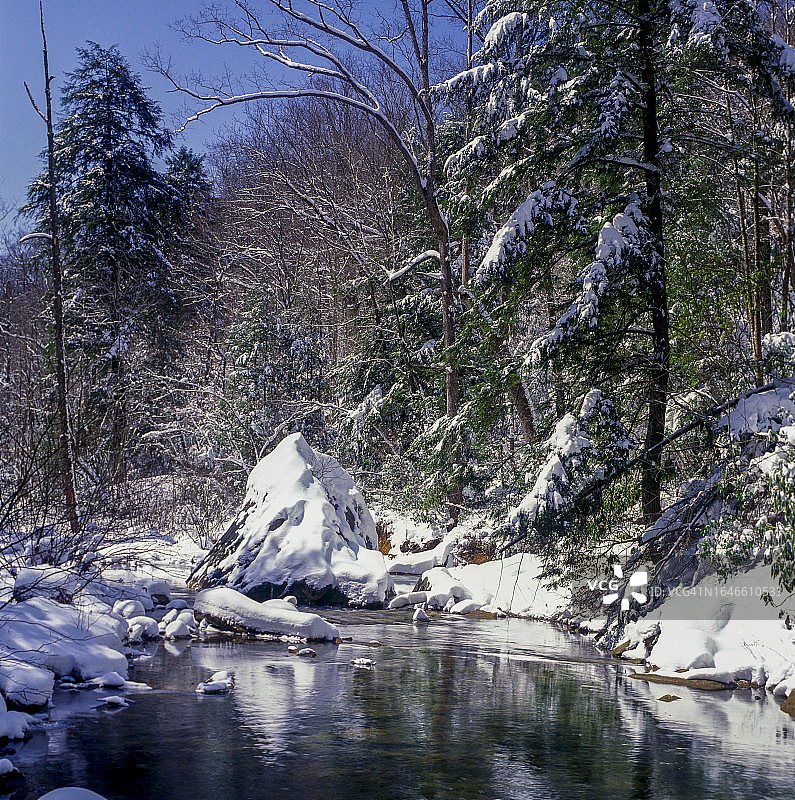 大雪过后的小溪——冬季景观图片素材