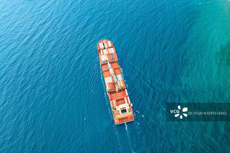 集装箱货船和货机在日出时在船厂吊桥工作的物流和运输，物流进出口和运输行业背景图片素材