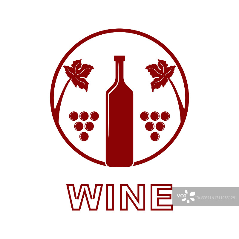 葡萄酒，酒庄标志或图标，徽章，标签菜单设计餐厅或咖啡馆，字母矢量插图图片素材
