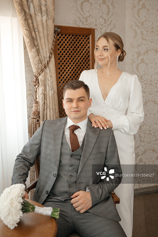 新郎和新娘在婚礼上的肖像，俄罗斯图片素材