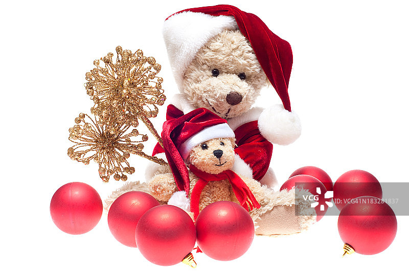圣诞老人泰迪和熊宝宝图片素材