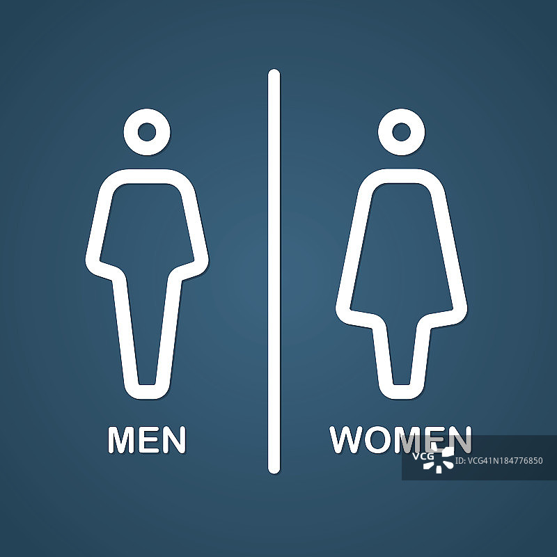 深蓝色和白色的男女厕所标志图片素材