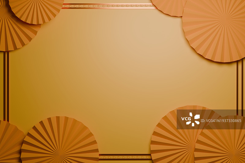 金黄中国扇背景图片素材
