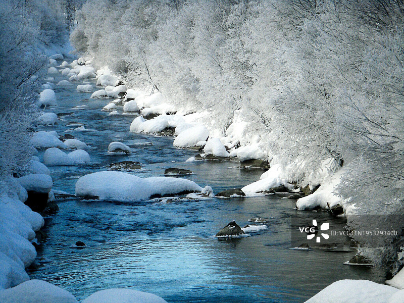 冬天结冰的湖的风景图片素材