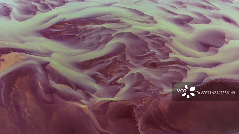 空中冰岛南海岸辫状河图片素材