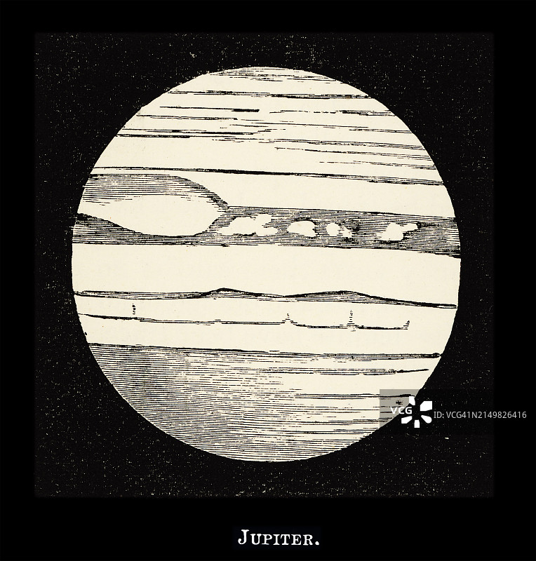 古老的天文雕刻插图，木星行星(1857年11月27日)图片素材