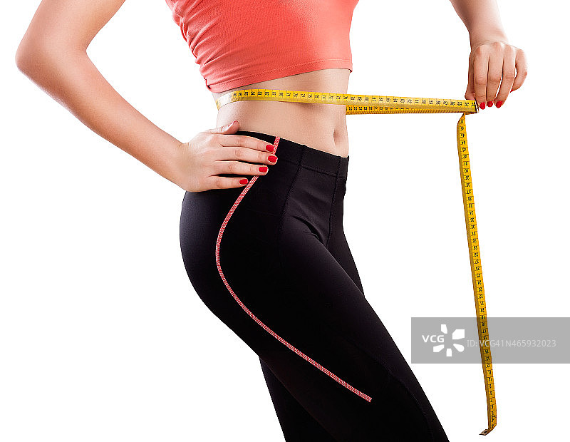 减肥-测量女人的身体图片素材