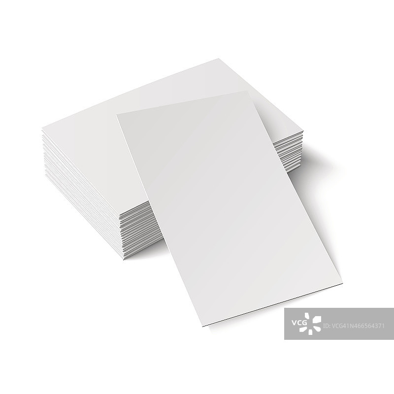 一堆空白的白色名片孤立在白色上图片素材