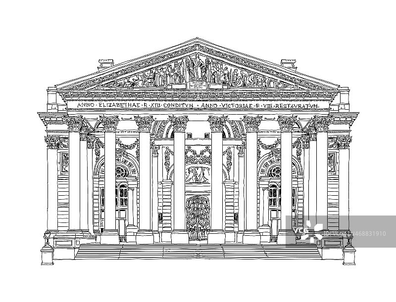 英格兰银行大楼的草图图片素材