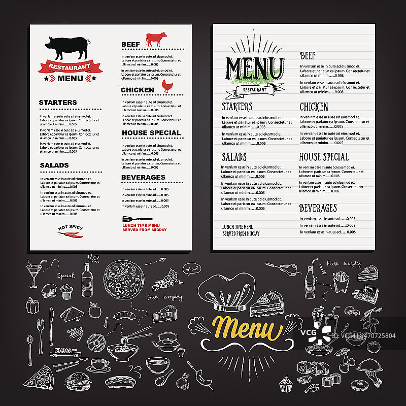 烤牛排餐厅的菜单和今天的特餐图片素材