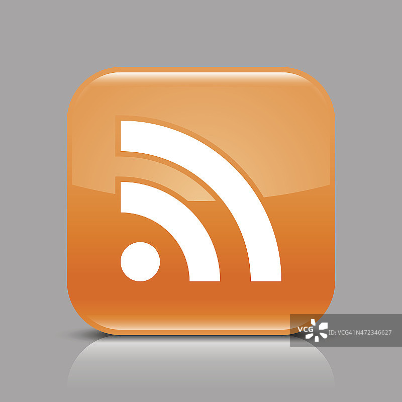 橙色图标RSS标志光滑的方形网页互联网按钮图片素材